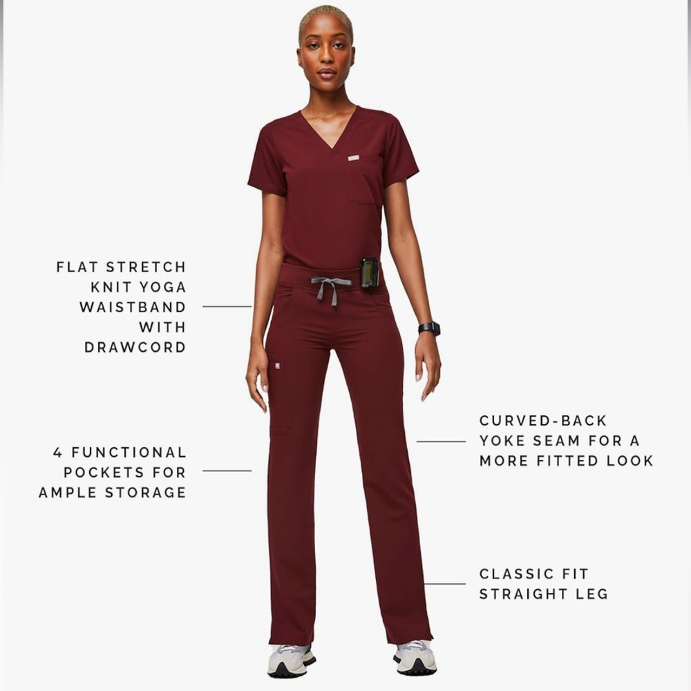 Figs Women's Maroon Scrub Set